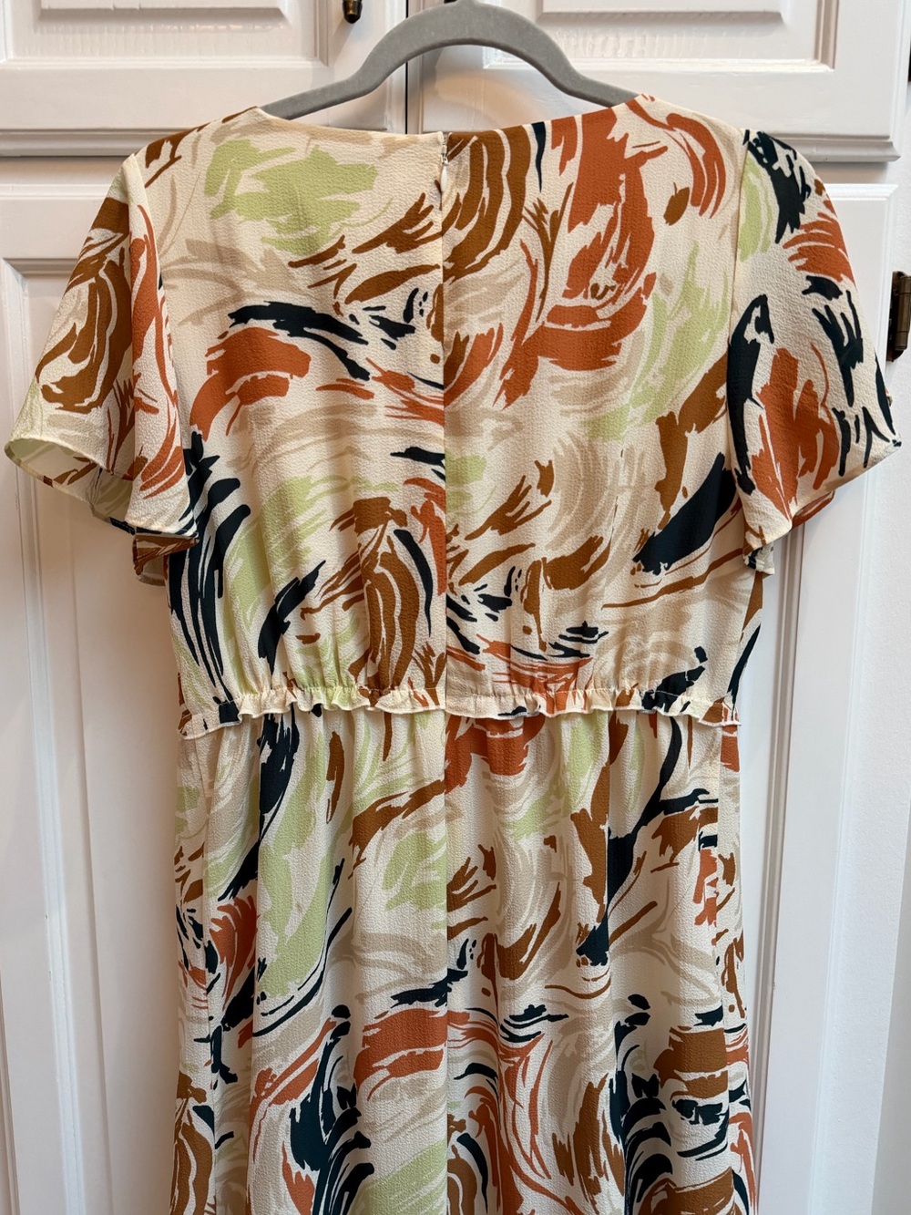 Madewell Flutter Sleeve Ruffle Waist Midi Dress in Brushing Up Print Size 6 - Picture 7 of 16